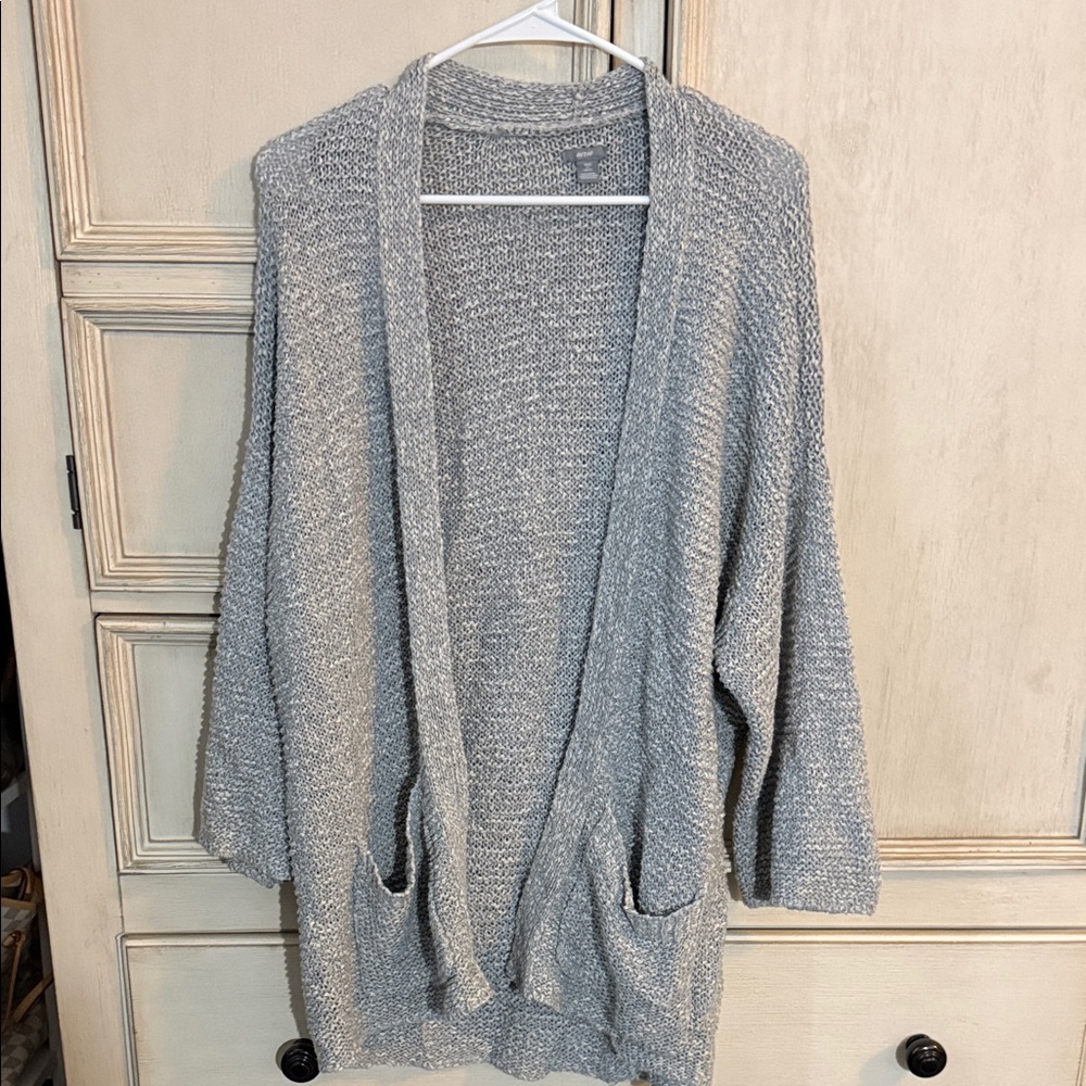 aerie Light Gray Open-Front Pocket Cardigan